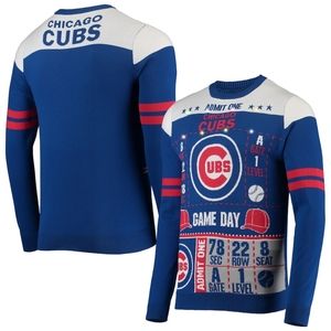 Chicago Cubs FOCO Ticket Light-Up Ugly Sweater - Royal/SIZE 2XL